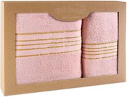 BAVLNENÉ UTERÁKY TIWANO SADA 1 KS 50X90 CM, 1 KS 70X140 CM RUŽOVÁ