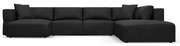 Čierna rohová pohovka do "U", pravý roh Esther - Milo Casa