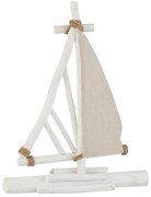 Bielo hnedá drevená dekoratívne loďka - 45,5 * 8,5 * 59 cm