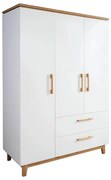 Biela detská šatníková skriňa v dekore duba 135x200 cm Finn – Roba