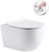 Cerano Felci, závesná WC misa Rimless 525x360x355 mm + UF toaletné sedátko, biela lesklá, CER-CER-417377