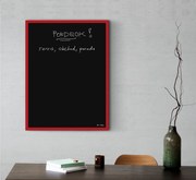 Toptabule.sk Čierna magnetická tabuľa v červenom drevenom ráme 60x40 cm