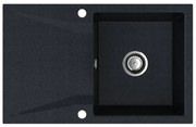Sink Quality Obsidian, kuchynský granitový drez 790x500x210 mm + chrómový sifón, čierna škvrnitá-Brocade, SKQ-OBS.B.1KDO.X