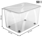 Úložný box, transparentný box s vekom, Rotho LONA, 57x39x34 (50 l)