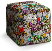 Taburet Cube graffiti, farebná