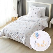 Biante Detské bavlnené posteľné obliečky Sandra SA-374 Pandy líšky a zajačiky s balónikmi Predĺžené 140x220 a 70x90 cm