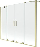Mexen Velar Duo, 2-krídlová posuvná vaňová zástena 180 x 150 cm, 8mm číre sklo, zlatý matný profil, 896-170-000-02-55