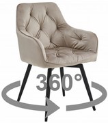 Otočné jedálenské kreslo JORK360 VELVET, béžové