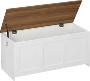 Lavica s úložným priestorom Vasagle Braisy 100 cm biela/orech