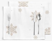 Goldea vianočné prestieranie na stôl 100% bavlnené plátno - snehové vločky na bielej - sada 2ks 30 x 40 cm