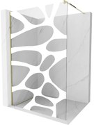 Mexen Kioto sprchová zástena 70x200 cm 8 mm, zlaté, biely vzor, 800-070-101-50-97