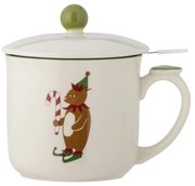 Bloomingville Kameninový hrnček Valentin Green se sítkem a pokličkou 300 ml