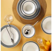 12-dielna jedálenská súprava z porcelánu, biela/čierna