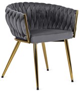Kreslo CARINA velúr - sivý zamat zlaté nohy - vintino.sk
