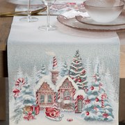 VIANOČNÝ GOBELÍNOVÝ BEHÚŇ NA STÔL NOELVILLE 40X100 CM VZOROVANÝ
