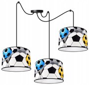 Detské závesné svietidlo Soccer Spider, 3x textilné tienidlo so vzorom, (výber z 2 farieb konštrukcie)