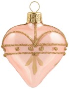 Bella Rose Sklenená vianočná ozdoba Srdce Ružová Lesk