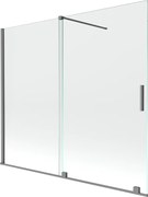 Mexen Velar, 2-krídlová posuvná vaňová zástena 180 x 150 cm, 8mm číre sklo, brúsený grafit, 896-180-000-01-95