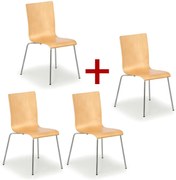 Drevená stolička CLASSIC 3+1 ZADARMO, chrómovaná konštrukcia, prírodná