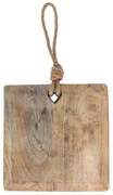 Hnedá drevená servírovacia doska so špagátom - 20*20*2 cm