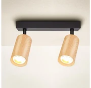 Brilagi - Bodové svietidlo SELE 2xGU10/30W/230V čierna/dekor duba BG1392
