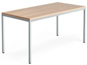 Rokovací stôl QBUS, 1600x800 mm, so 4 nohami, strieborná rám, dub