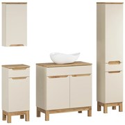 Koupelnová sestava Bali Casad Cloud s deskou, umyvadlem a skříňkami 80 cm kašmírová/dub wotan