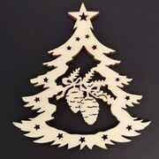 AMADEA Drevená ozdoba stromček so šiškami 6 cm