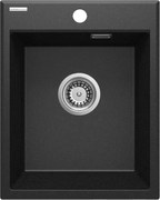 Deante Eridan, granitový drez na dosku 400x500x212 mm, 3,5" + priestorovo úsporný sifón, 1-komorový, grafitová metalíza, ZQE_G104