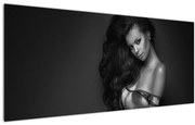 Obraz - Čiernobiely portrét zvodnej ženy (120x50 cm)