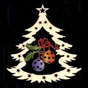 AMADEA Drevená ozdoba farebná stromček s guľami 9 cm