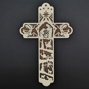 AMADEA Drevený kríž s motívom betlehema 25 cm