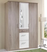 Šatníková skriňa so zrkadlom Click, 135 cm, dub sonoma/biela%