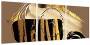 Obraz - Abstrakcia golden brown N⁰2 (s hodinami) (90x30 cm)