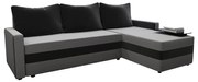 Čalúnená univerzálna rozkladacia rohová sedacia súprava do tvaru L BRISTOL sivá/čierna
