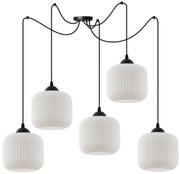Závesné svietidlo Riffle Spider, 5x biele sklenené tienidlo, b