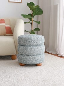 Plyšový puf Boumy 42 cm so 100% dreveným rámom, modrý