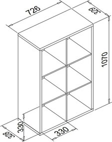 Regál Max, 3x2 priehradky, dub sonoma