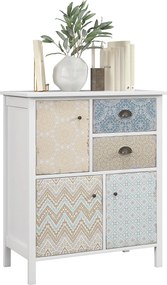 HOMCOM Komoda s 2 zásuvkami a 3 skriňovými priestormi, komoda so zabezpečením proti prevrhnutiu do obývačky a spálne, biela 68 x 34 x 80 cm | Aosom