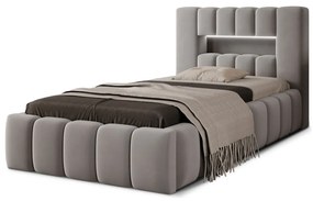 Sivá čalúnená jednolôžková posteľ s úložným priestorom s roštom 90x200 cm Lamica – ELTAP