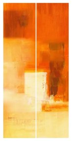 Súprava posuvnej záclony - Zloženie v oranžovej a hnedej 03  -2 panely
