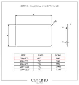 Cerano Verniciato, kúpeľňové obdĺžnikové zrkadlo 80x60 cm, CER-CER-429250