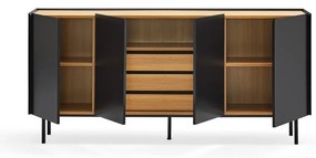 Čierna nízka komoda v dekore duba 165x78 cm Arista – Teulat