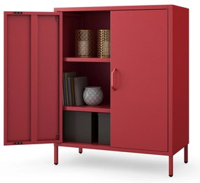 Skrinka do obývačky s policami VITO, 800 x 1015 x 400 mm, Modern: červená farba