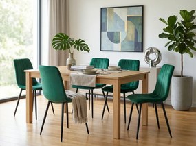 Tmavozelená zamatová stolička LAVA BOTTLE GREEN s čiernymi nohami