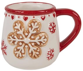 Biely vianočný keramický hrnček vločka Snowflakes - 13*10*10 cm / 375 ml