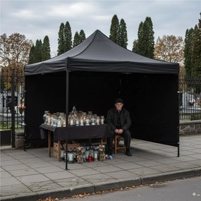 Nožnicový stan 3×3 m – záhradný pavilón pre veľtrhy, expresné akcie a catering, čierny Springos GP0004