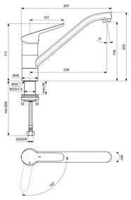 Ideal Standard Ceraflex - Kuchynská batéria na montáž pred okno, chróm BC132AA