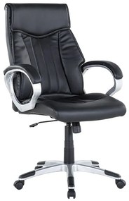 Čierna otočná kožená kancelárska stolička TRIUMPH Beliani