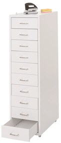 Zásuvková skrinka Boston T851 - 110x28x41cm, 10 zásuviek - biela